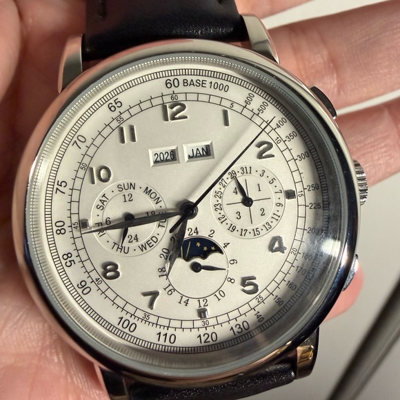 St1655 Automatic Men’s Multi-function Watch with black leather band - Picture 2 of 5